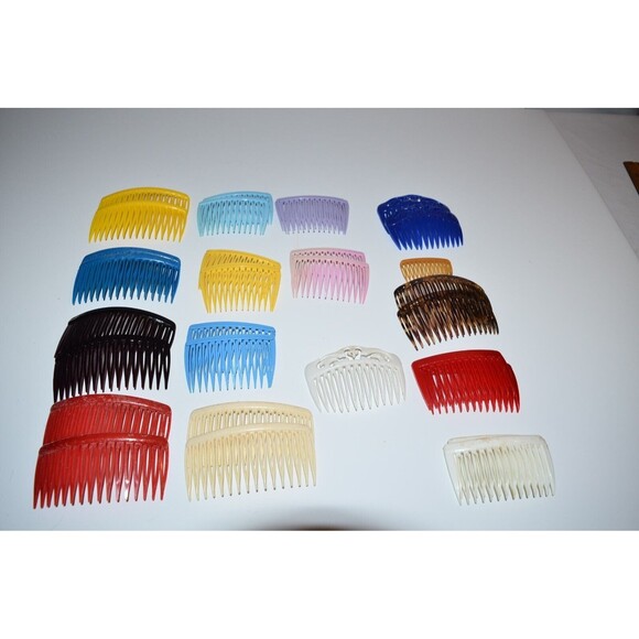 Vtg Lot Goody Side Hair Comb Clips Plastic Rainbow Colorful 80's + extras - Picture 2 of 12
